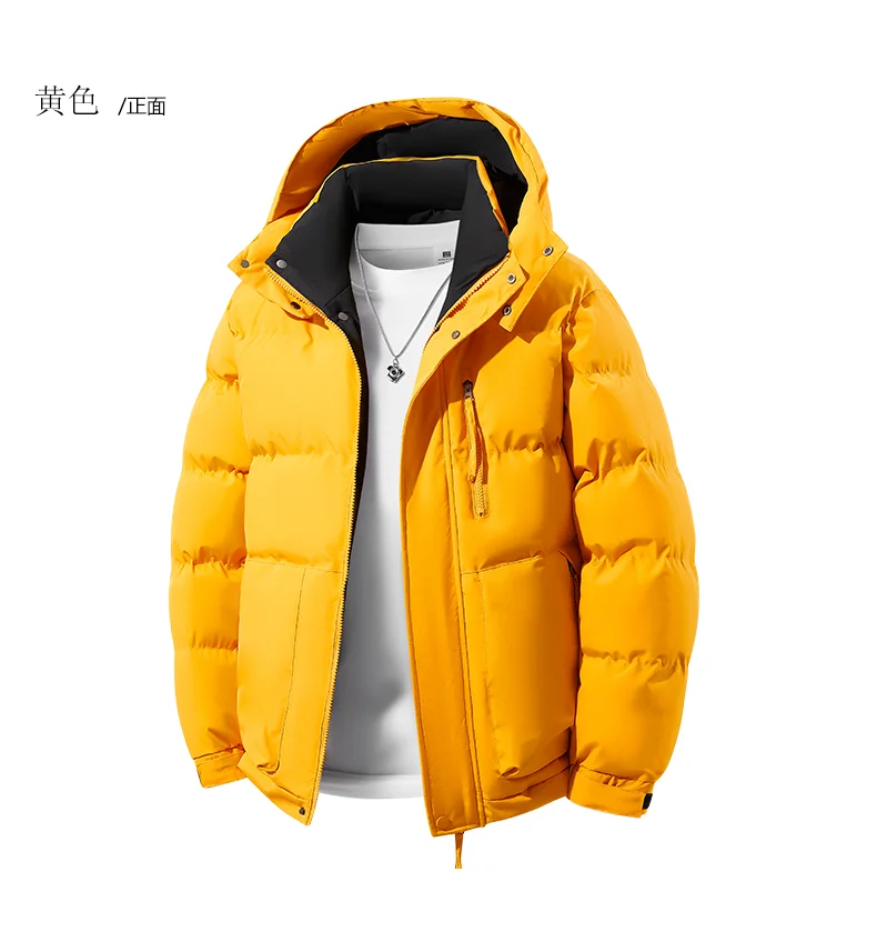 2026 New Plus-Size L-5XL Men's Cotton Coat with Removable Hat Autumn Outerwear solid thicken warm  coat youth winter jacket