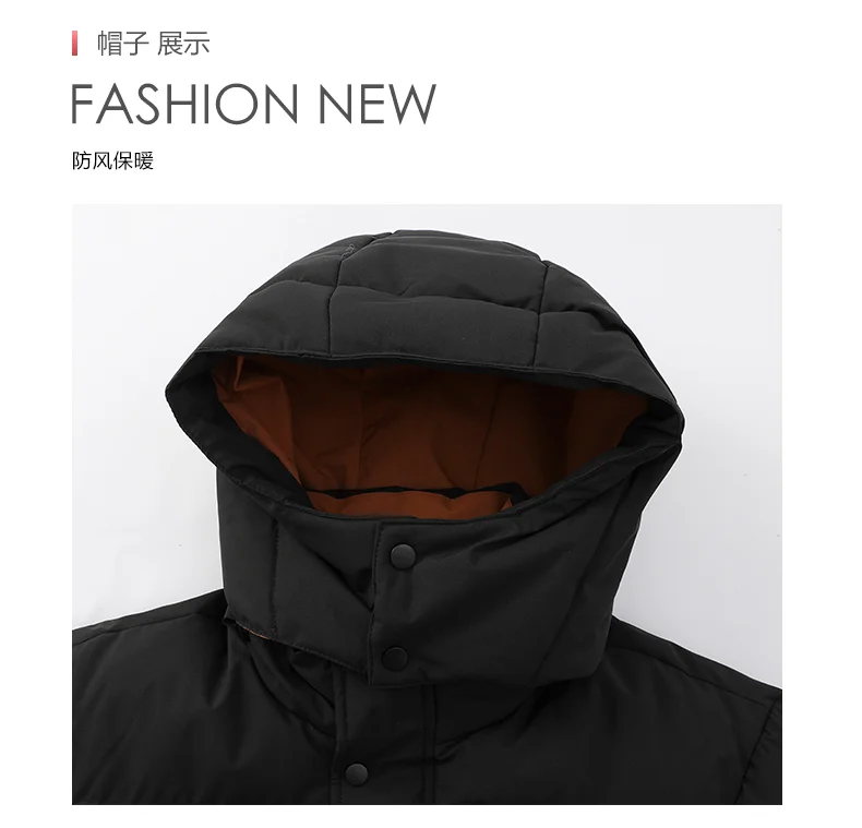 2026 New Plus-Size L-5XL Men's Cotton Coat with Removable Hat Autumn Outerwear solid thicken warm  coat youth winter jacket