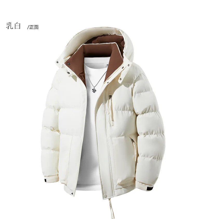 2026 New Plus-Size L-5XL Men's Cotton Coat with Removable Hat Autumn Outerwear solid thicken warm  coat youth winter jacket