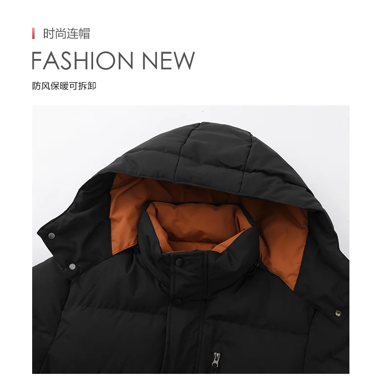 2026 New Plus-Size L-5XL Men's Cotton Coat with Removable Hat Autumn Outerwear solid thicken warm  coat youth winter jacket