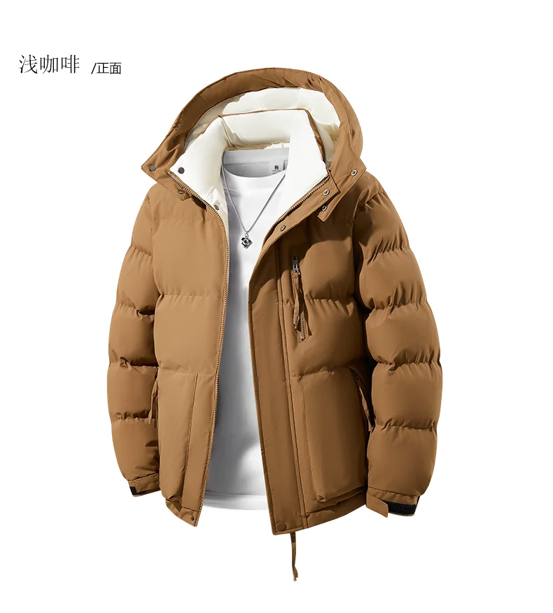 2026 New Plus-Size L-5XL Men's Cotton Coat with Removable Hat Autumn Outerwear solid thicken warm  coat youth winter jacket