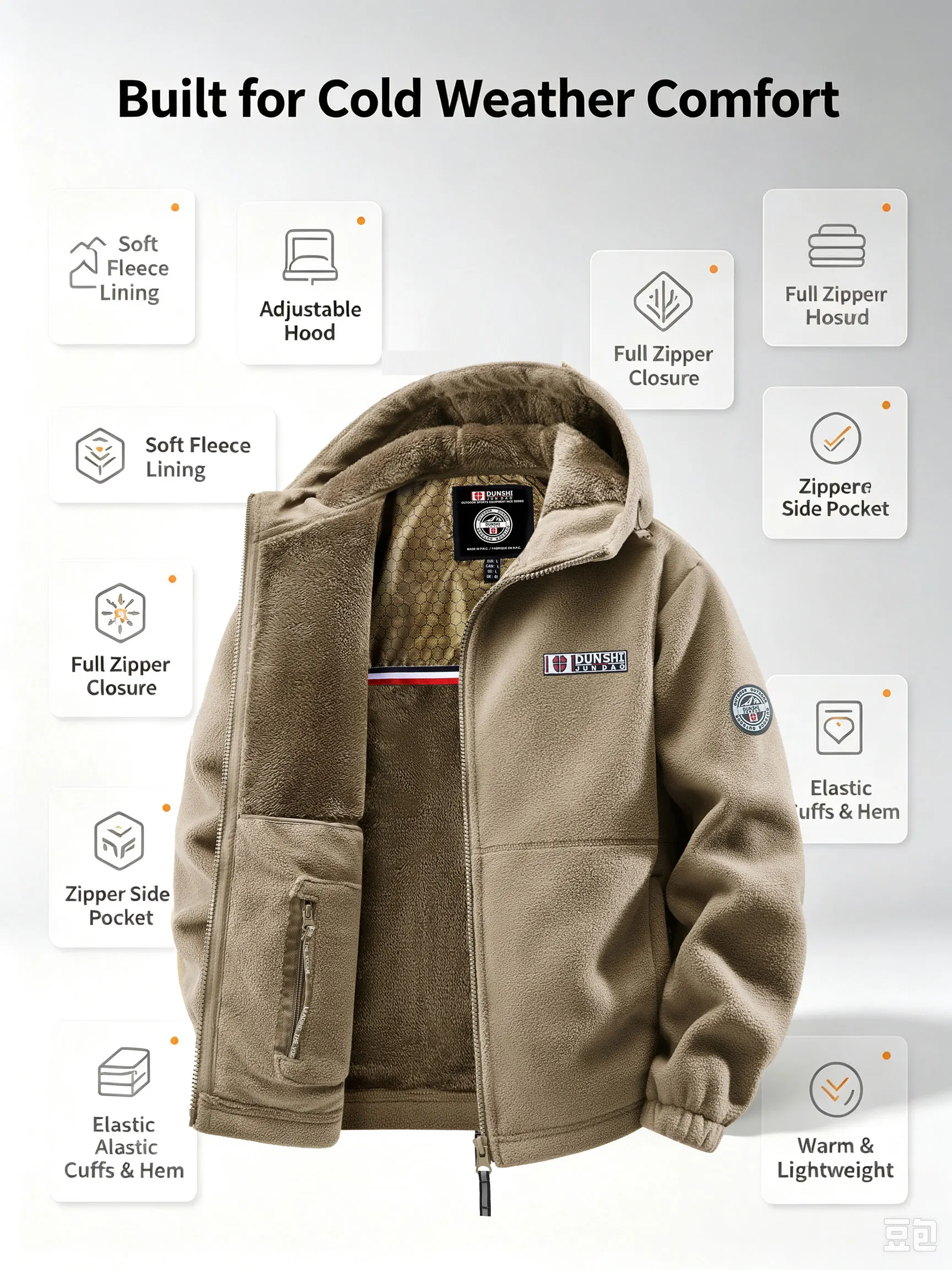 Men's Autumn and Winter Outdoor Hooded Jacket, Suitable for Daily Wear at Home, for Travel, Parties, Commuting, Outdoor Fashion