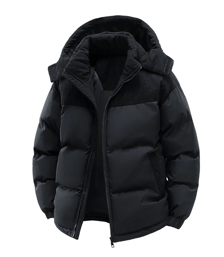 2027 Winter Men Corduroy Coat Outdoor Removable Hooded Jacket Men Warm Outwear Casual Fashion Solid Parkas Jacket Male Tops