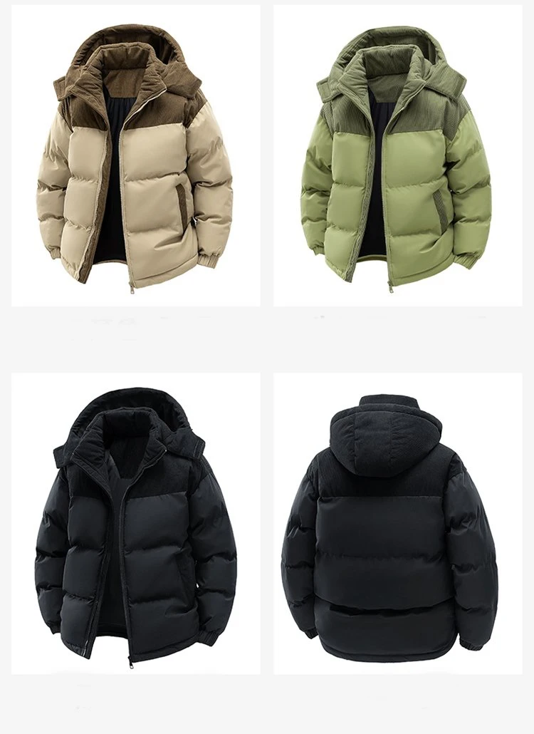 2027 Winter Men Corduroy Coat Outdoor Removable Hooded Jacket Men Warm Outwear Casual Fashion Solid Parkas Jacket Male Tops