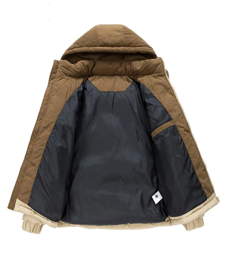 2027 Winter Men Corduroy Coat Outdoor Removable Hooded Jacket Men Warm Outwear Casual Fashion Solid Parkas Jacket Male Tops