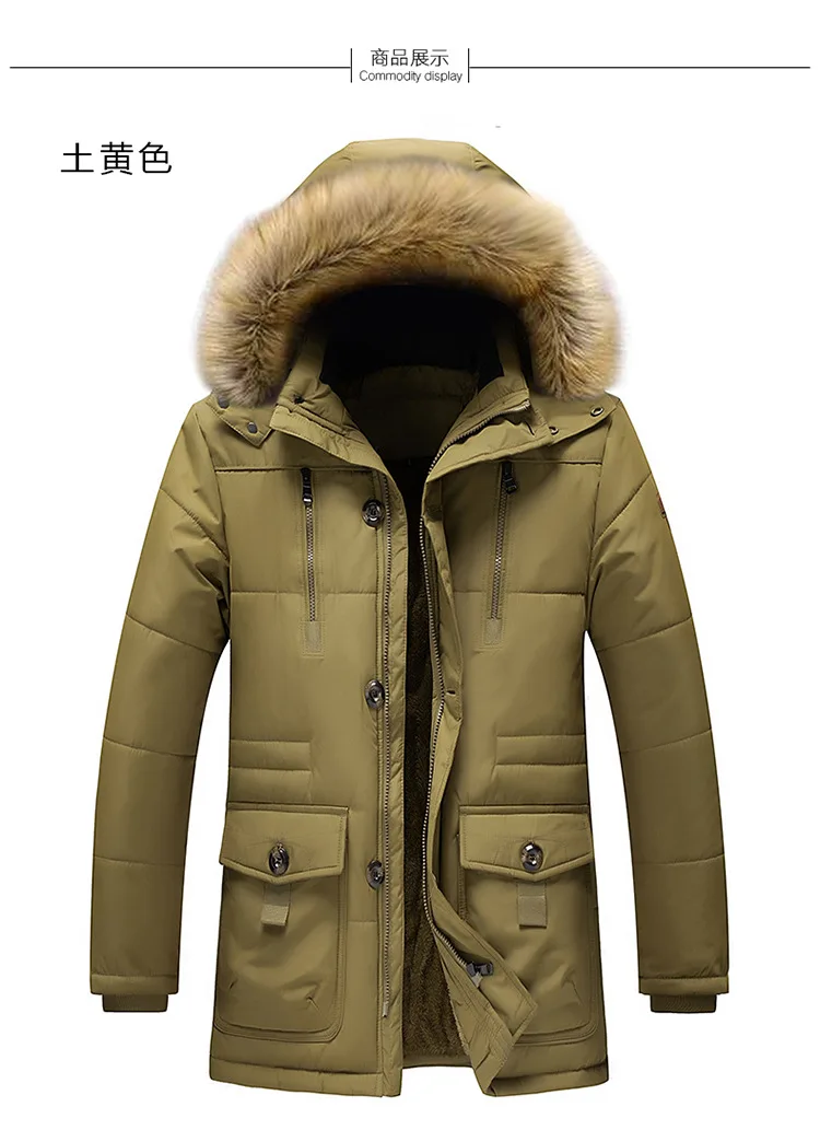 2026 New Men's Casual Parkas Winter Korean Style Thickened Warm Mid-length Jackets Hooded Outdoor Windbreak Coats Oversized 5XL