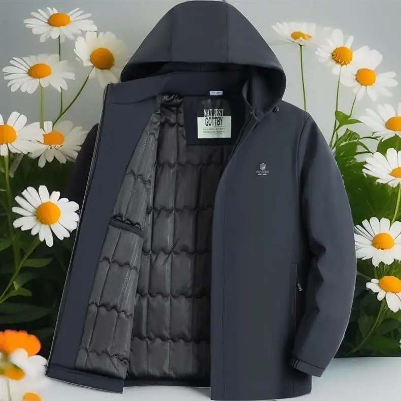 Men Loose Hooded Parkas Men Thick Warm Cotton Coat Men Winter Thermal Parkas Middle Aged Male Outerwear Snow Camping Outerwear