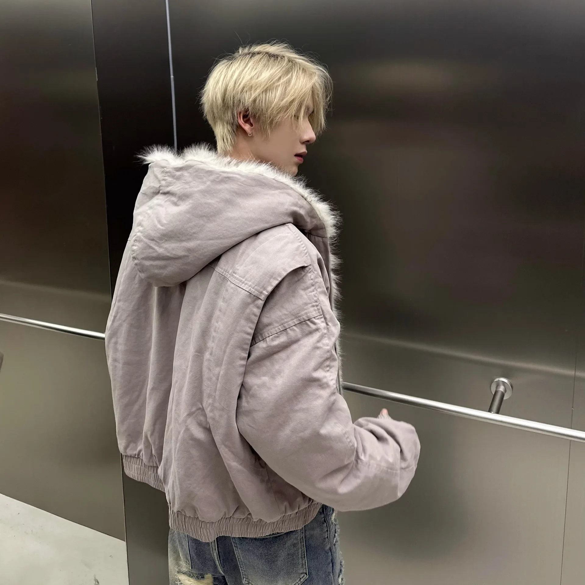 Men Hooded Fur Collar Winter Parkas Men American Street Style Short Length Parkas Men Fashion Casual Plus Velvet Cotton Jackets