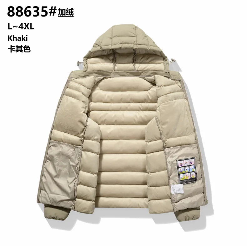 Men's Lightweight Cotton Jacket 2026 Autumn Winter Hooded Pork Rib Warm Cotton Coat Casual Men's Outerwear