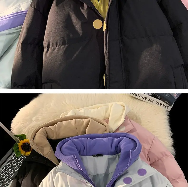 2026 Winter Fake Two Piece Hooded Parkas Men Fashion Loose Cotton-padded Clothes Coats for Male Long Sleeve Bread Jackets C969