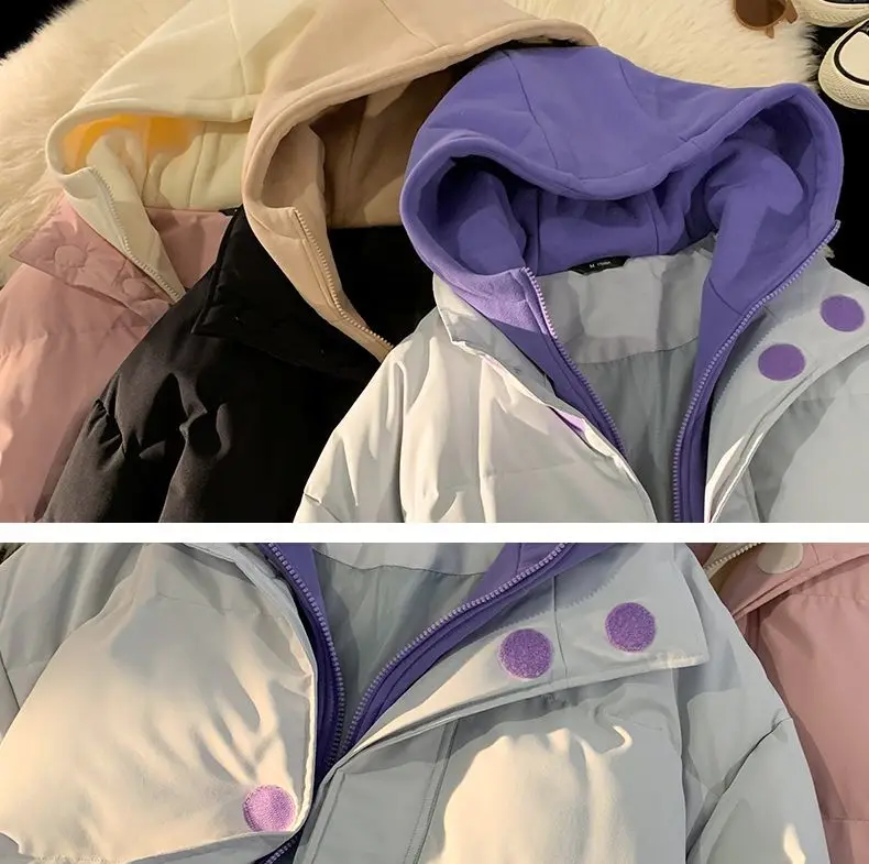 2026 Winter Fake Two Piece Hooded Parkas Men Fashion Loose Cotton-padded Clothes Coats for Male Long Sleeve Bread Jackets C969