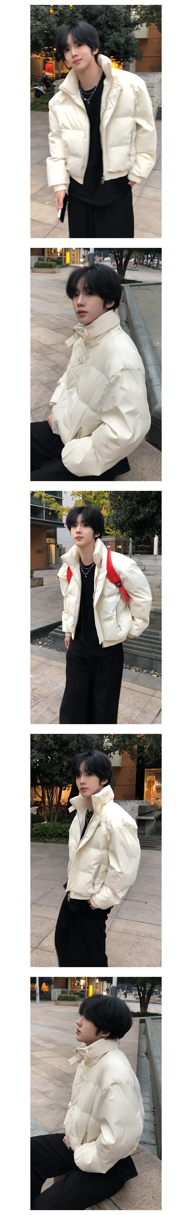 FEWQ Korean Style Short Stand Up Collar Fashionable Solid Color Men's Cotton Jacket Casual All-match Comfortable Top Autumn New