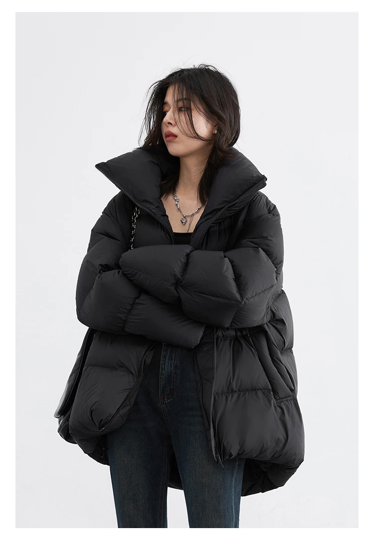 CHIC VEN Women Down Coats Long Sleeve New Soft Solid Lightweight Bread Down Jacket Female Warm Coat Lapel Outerwear Winter 2023