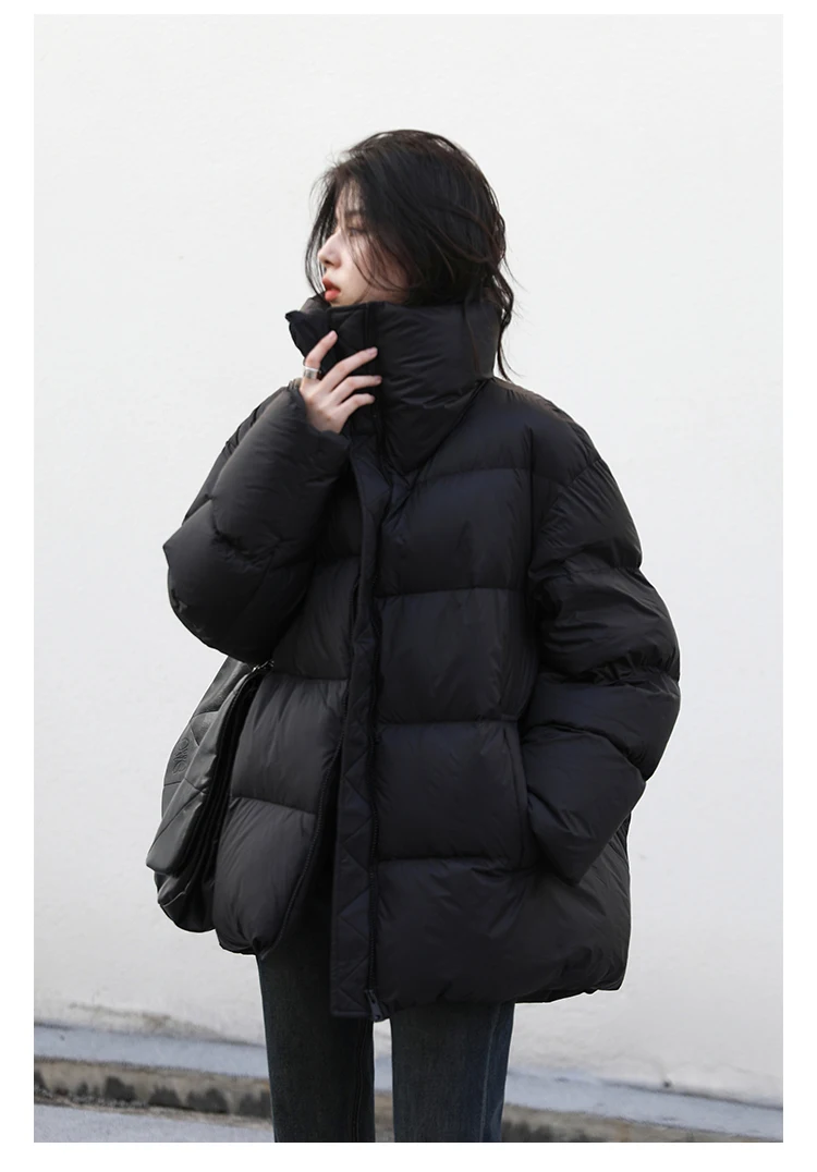 CHIC VEN Women Down Coats Long Sleeve New Soft Solid Lightweight Bread Down Jacket Female Warm Coat Lapel Outerwear Winter 2023