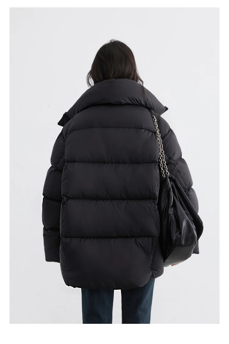 CHIC VEN Women Down Coats Long Sleeve New Soft Solid Lightweight Bread Down Jacket Female Warm Coat Lapel Outerwear Winter 2023