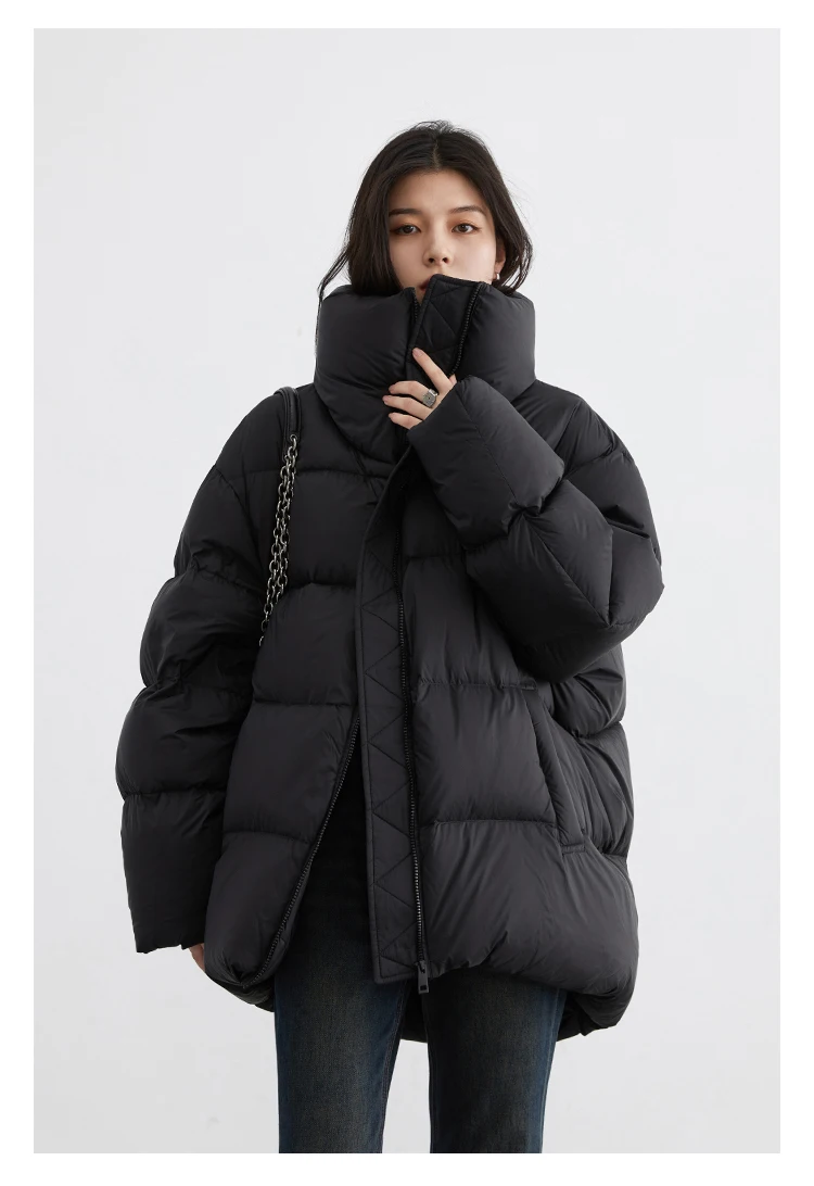 CHIC VEN Women Down Coats Long Sleeve New Soft Solid Lightweight Bread Down Jacket Female Warm Coat Lapel Outerwear Winter 2023