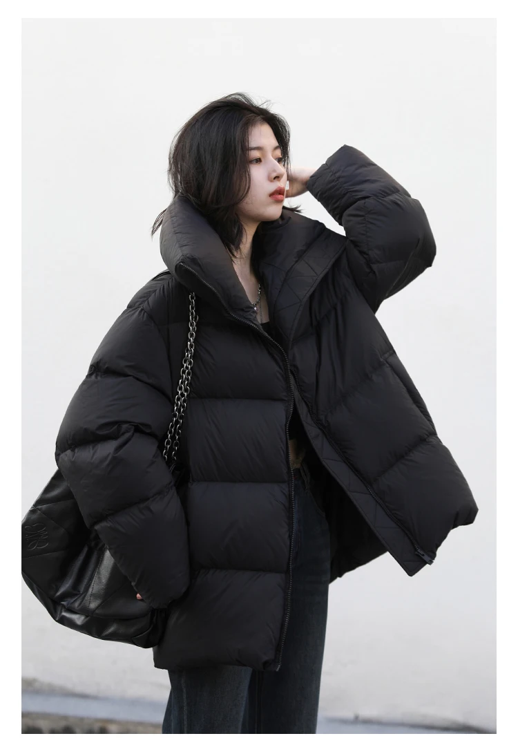 CHIC VEN Women Down Coats Long Sleeve New Soft Solid Lightweight Bread Down Jacket Female Warm Coat Lapel Outerwear Winter 2023