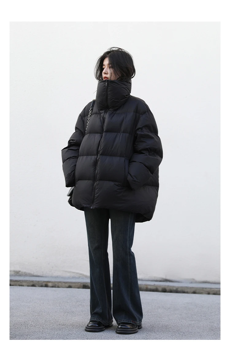 CHIC VEN Women Down Coats Long Sleeve New Soft Solid Lightweight Bread Down Jacket Female Warm Coat Lapel Outerwear Winter 2023
