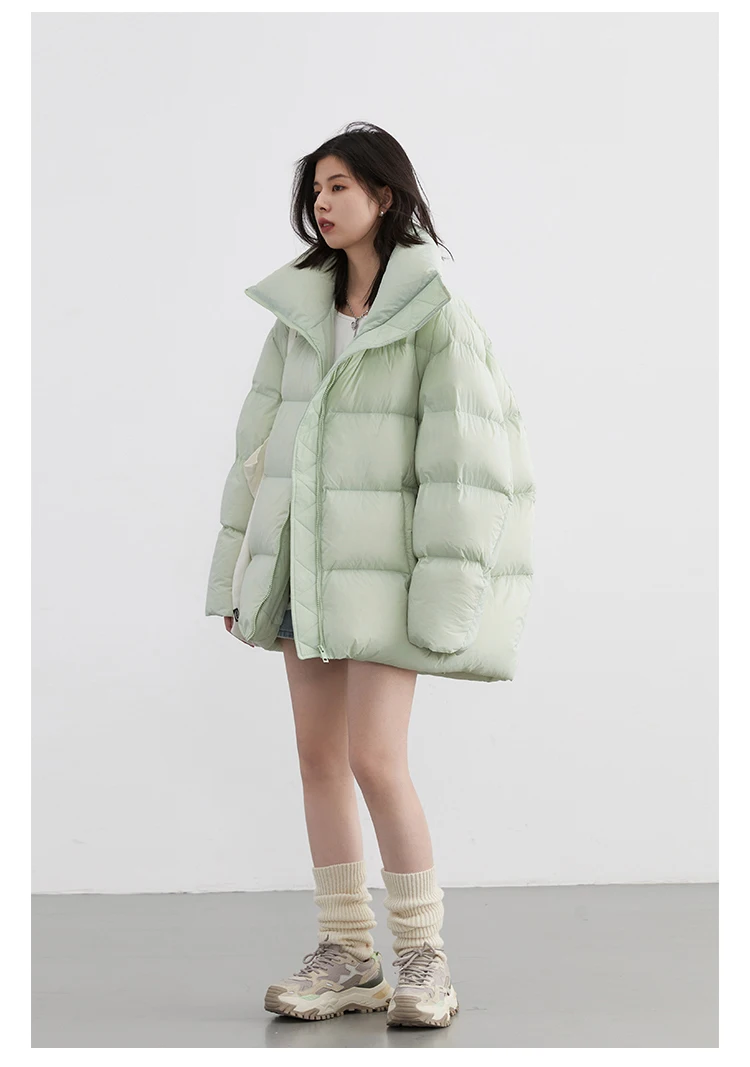 CHIC VEN Women Down Coats Long Sleeve New Soft Solid Lightweight Bread Down Jacket Female Warm Coat Lapel Outerwear Winter 2023