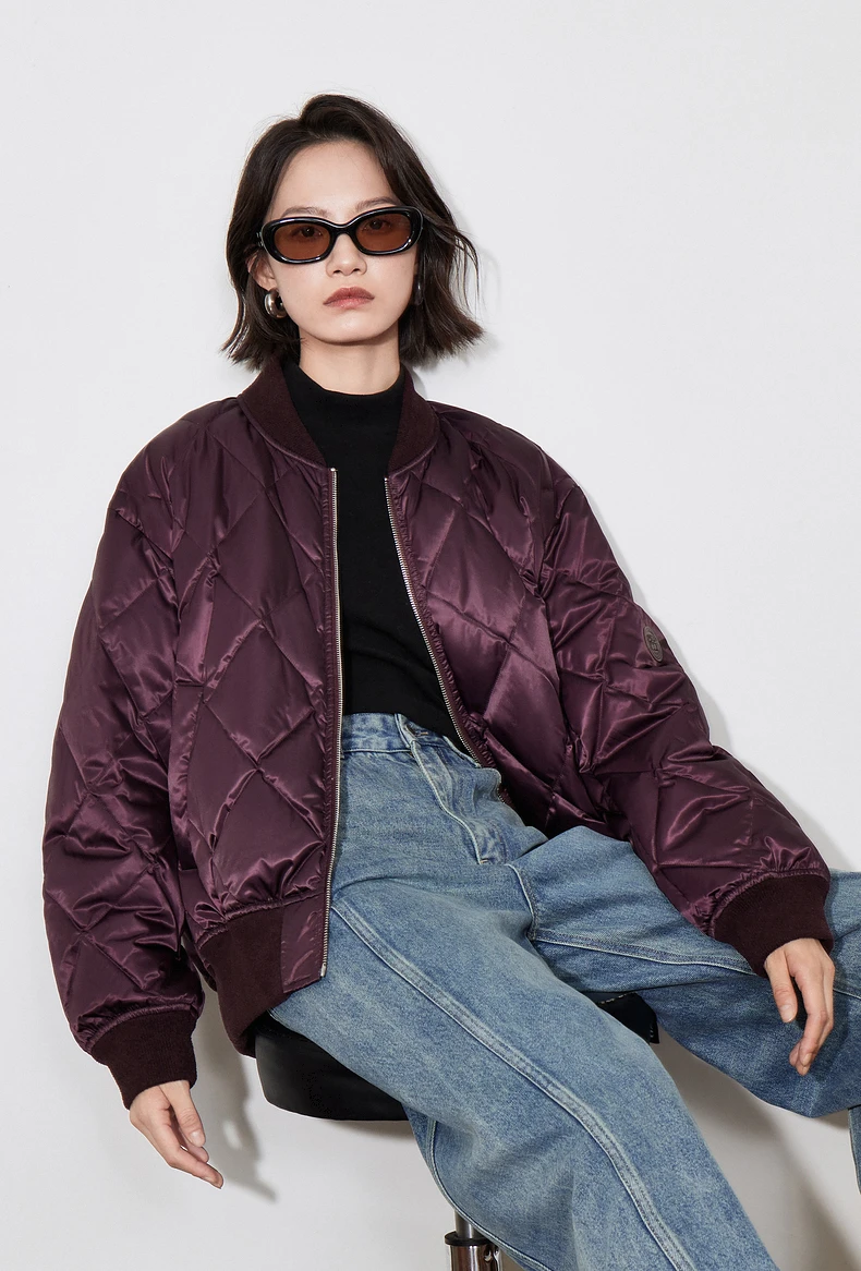 TOYOUTH Women Down Jacket 2024 Autumn Winter New American Style Motorcycle White Duck Down Baseball Jacket