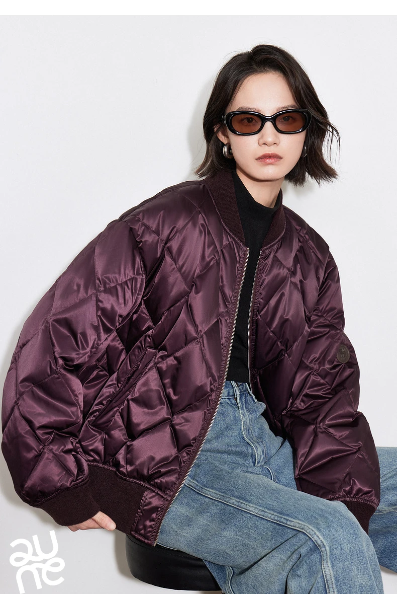 TOYOUTH Women Down Jacket 2024 Autumn Winter New American Style Motorcycle White Duck Down Baseball Jacket