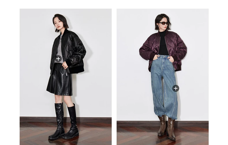 TOYOUTH Women Down Jacket 2024 Autumn Winter New American Style Motorcycle White Duck Down Baseball Jacket
