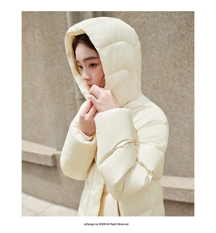 Semir Down Jacket Women Winter Down Waterproof Oil-proof Stain-proof Heat-Generating Anti-Static 2026 New Mid-Length Women