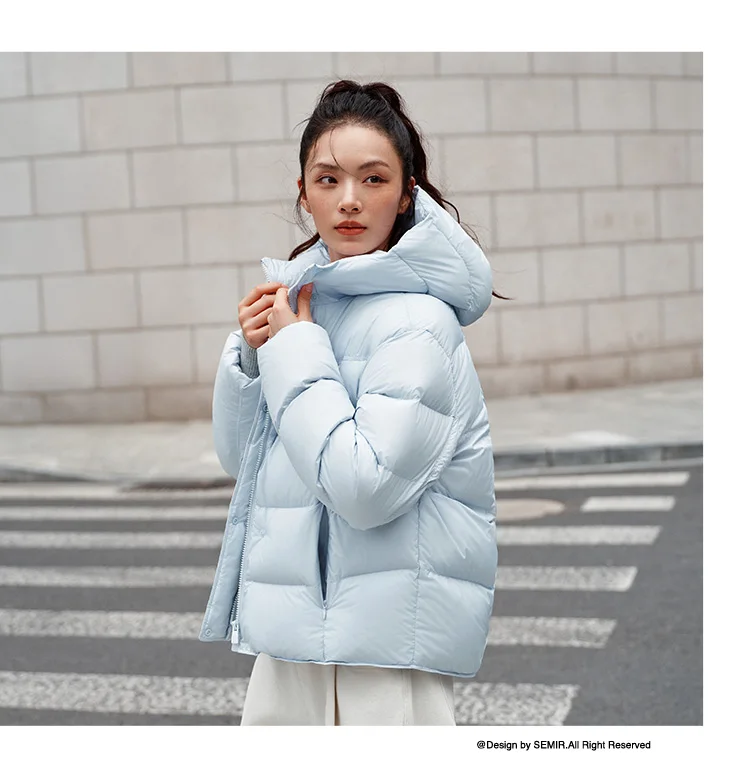 Semir Down Jacket Women Winter Down Waterproof Oil-proof Stain-proof Heat-Generating Anti-Static 2026 New Mid-Length Women