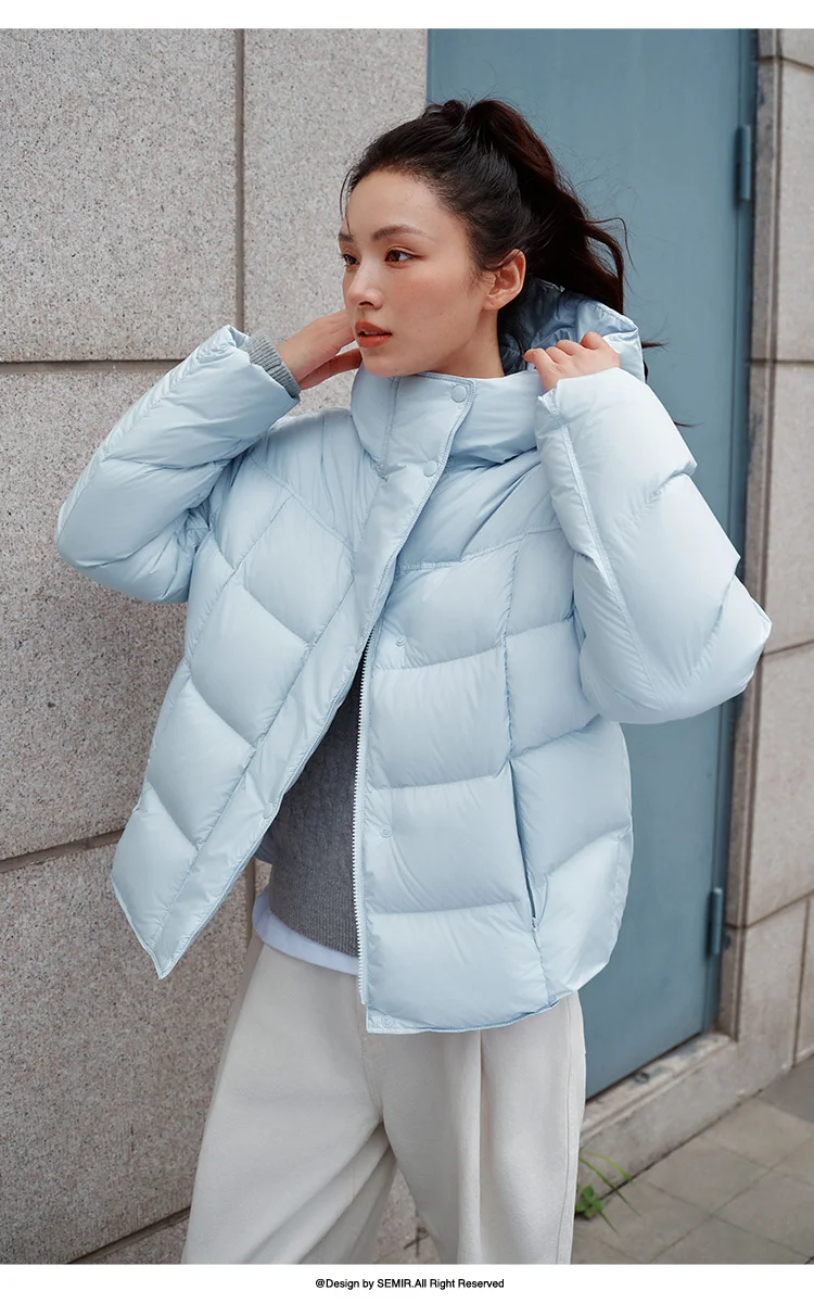 Semir Down Jacket Women Winter Down Waterproof Oil-proof Stain-proof Heat-Generating Anti-Static 2026 New Mid-Length Women