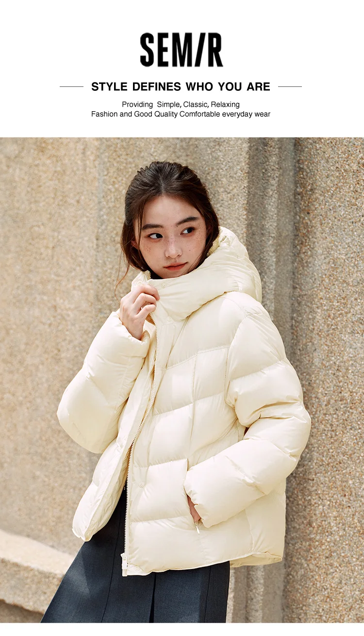 Semir Down Jacket Women Winter Down Waterproof Oil-proof Stain-proof Heat-Generating Anti-Static 2026 New Mid-Length Women