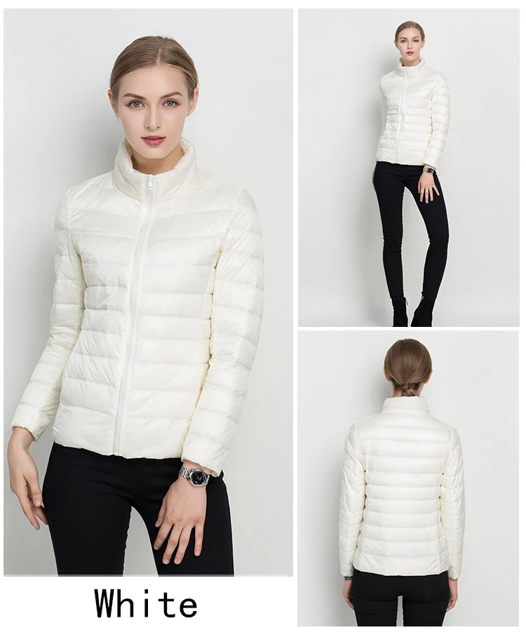 Johnature 2026 New Women Coat Autumn Winter White Duck Down Jacket Solid Colors Warm Slim Zipper Fashion Light Down Coat