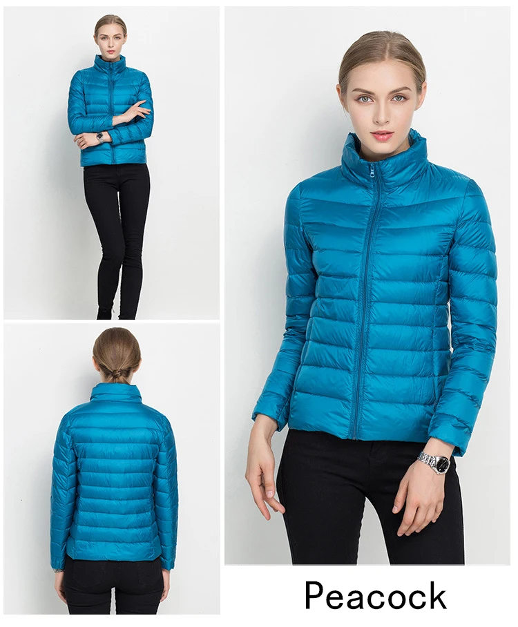 Johnature 2026 New Women Coat Autumn Winter White Duck Down Jacket Solid Colors Warm Slim Zipper Fashion Light Down Coat