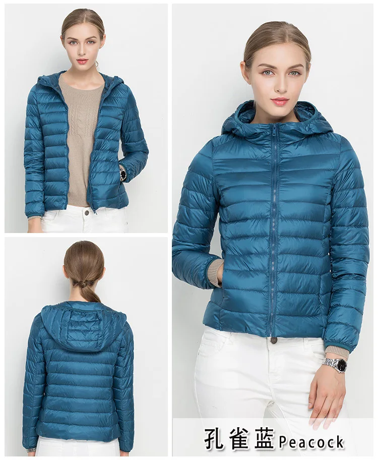 Johnature 2026 New Women Coat Autumn Winter White Duck Down Jacket Solid Colors Warm Slim Zipper Fashion Light Down Coat