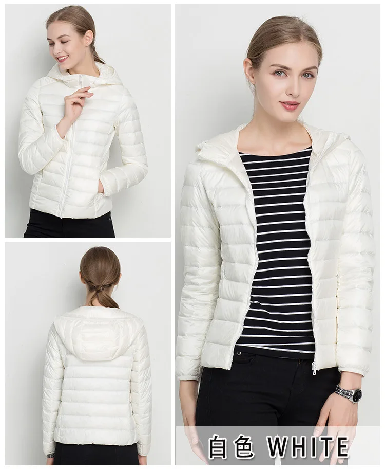 Johnature 2026 New Women Coat Autumn Winter White Duck Down Jacket Solid Colors Warm Slim Zipper Fashion Light Down Coat