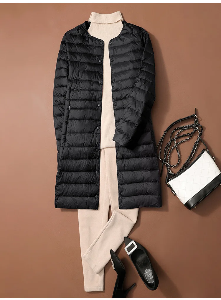 SEDUTMO Long Duck Down Jackets Women Ultra Light Coat WinterCasual Slim Black Thin Autumn Parkas ED2071