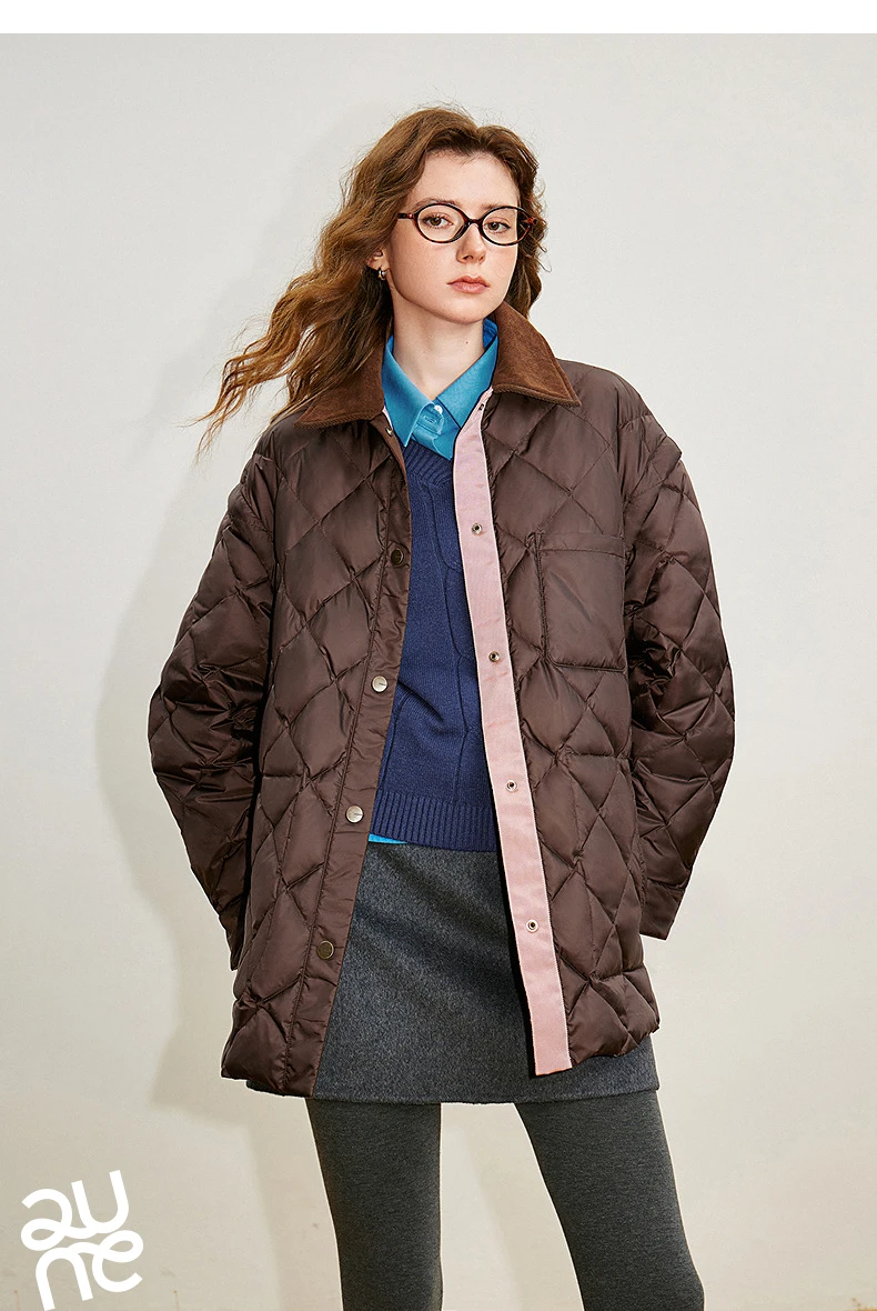 TOYOUTH Women 90% White Duck Down Jacket 2025 Winter New Double Side Antibacterial Turn Down Collar Parka Female Outwear Coat