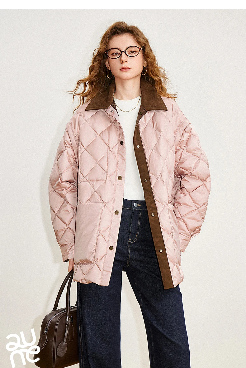 TOYOUTH Women 90% White Duck Down Jacket 2025 Winter New Double Side Antibacterial Turn Down Collar Parka Female Outwear Coat