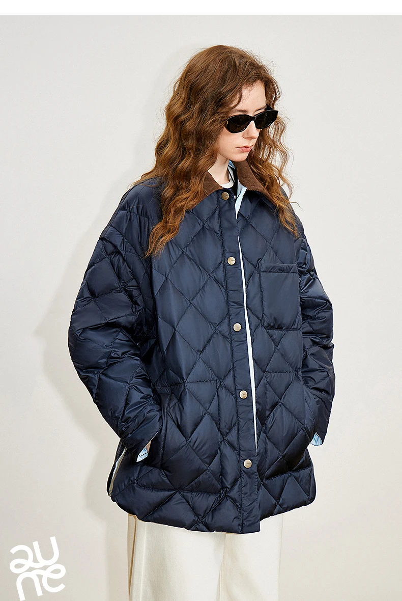 TOYOUTH Women 90% White Duck Down Jacket 2025 Winter New Double Side Antibacterial Turn Down Collar Parka Female Outwear Coat