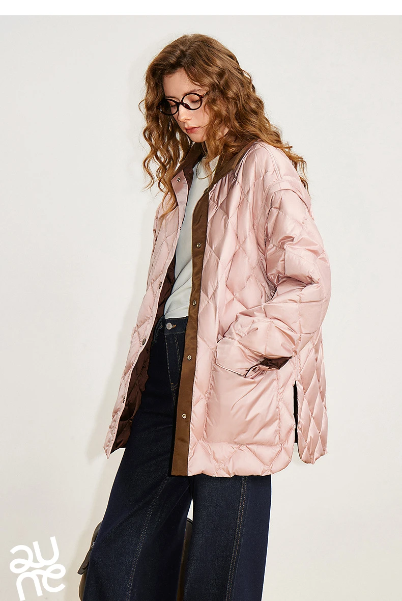 TOYOUTH Women 90% White Duck Down Jacket 2025 Winter New Double Side Antibacterial Turn Down Collar Parka Female Outwear Coat