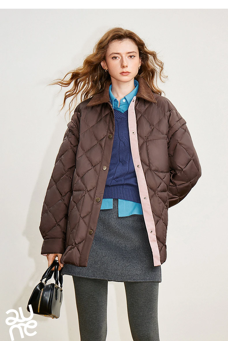 TOYOUTH Women 90% White Duck Down Jacket 2025 Winter New Double Side Antibacterial Turn Down Collar Parka Female Outwear Coat
