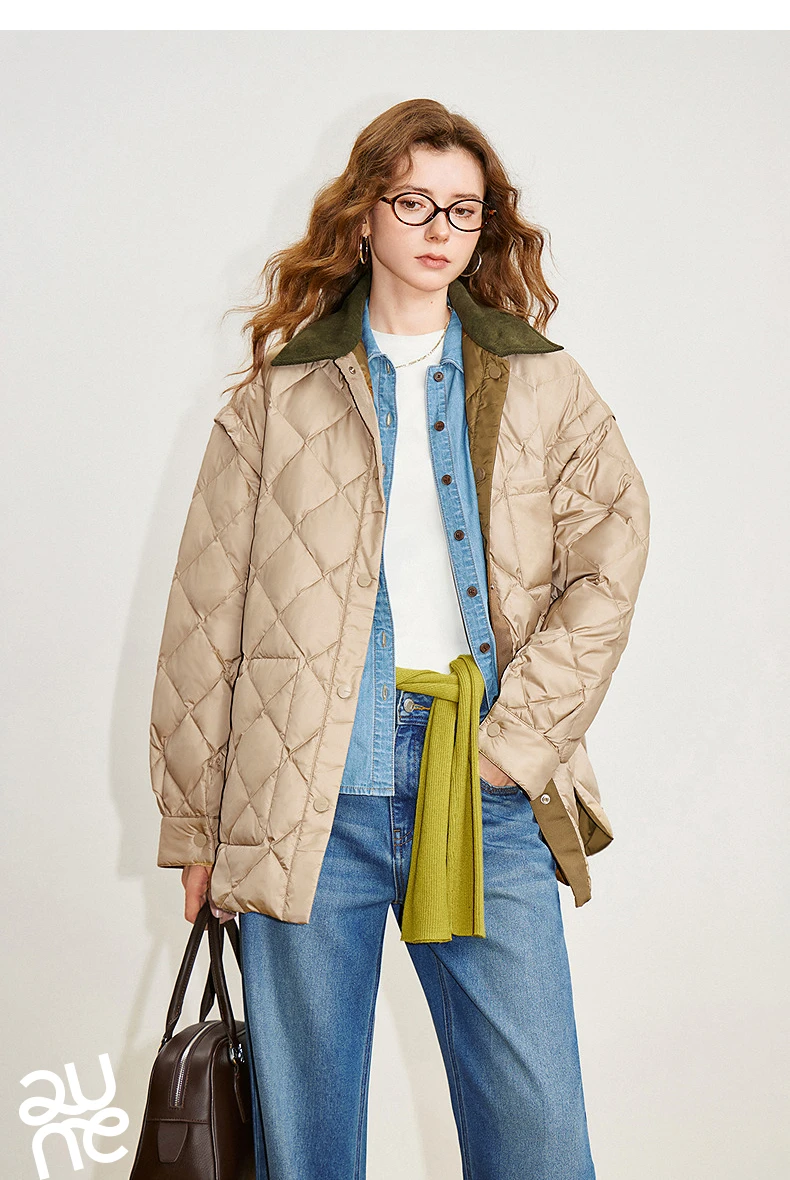 TOYOUTH Women 90% White Duck Down Jacket 2025 Winter New Double Side Antibacterial Turn Down Collar Parka Female Outwear Coat