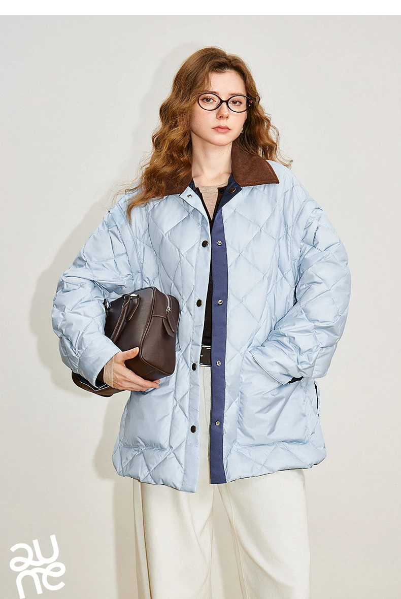 TOYOUTH Women 90% White Duck Down Jacket 2025 Winter New Double Side Antibacterial Turn Down Collar Parka Female Outwear Coat