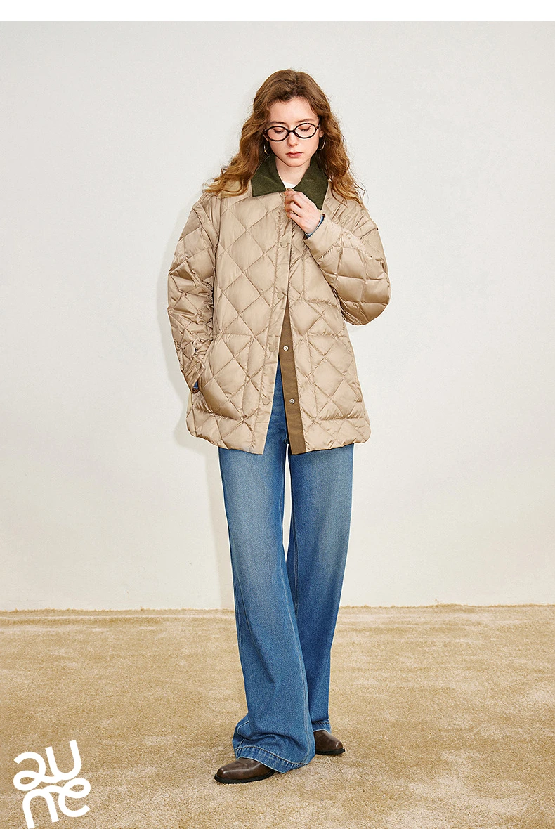 TOYOUTH Women 90% White Duck Down Jacket 2025 Winter New Double Side Antibacterial Turn Down Collar Parka Female Outwear Coat