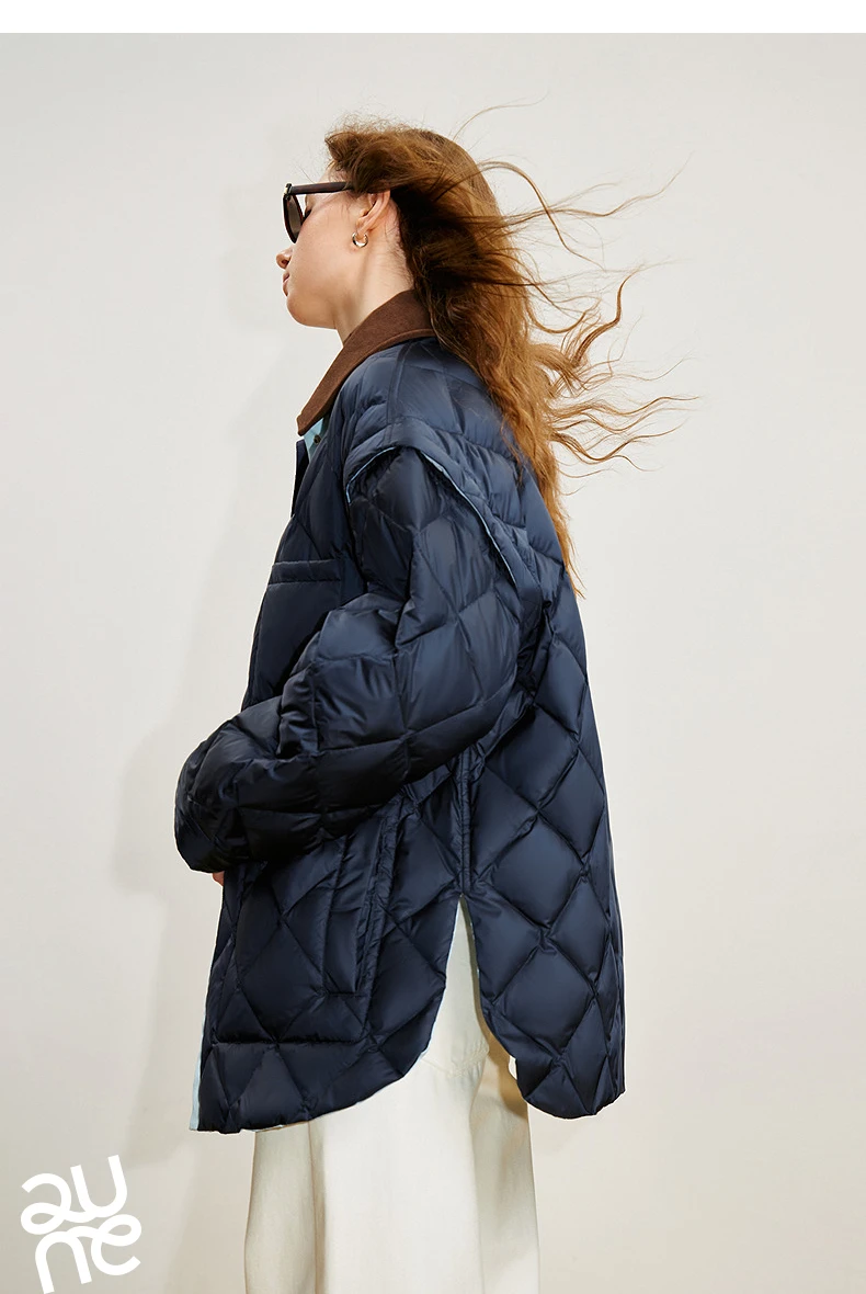 TOYOUTH Women 90% White Duck Down Jacket 2025 Winter New Double Side Antibacterial Turn Down Collar Parka Female Outwear Coat
