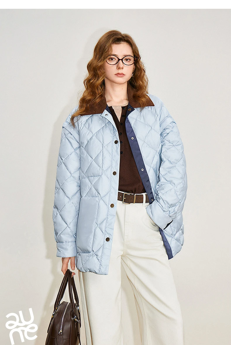 TOYOUTH Women 90% White Duck Down Jacket 2025 Winter New Double Side Antibacterial Turn Down Collar Parka Female Outwear Coat