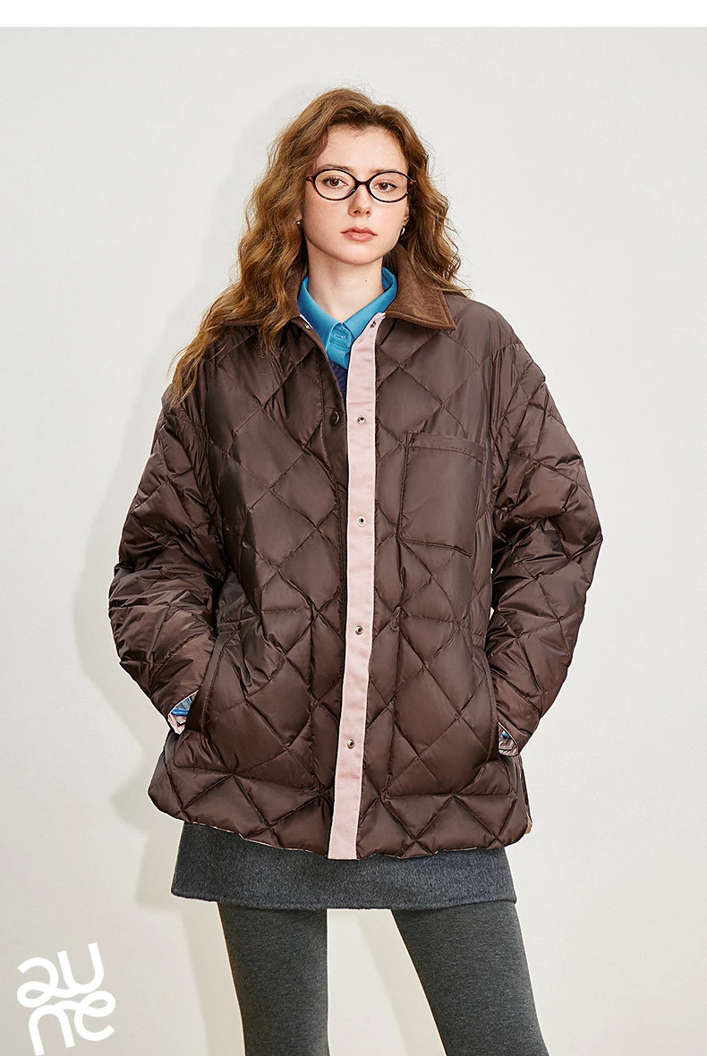 TOYOUTH Women 90% White Duck Down Jacket 2025 Winter New Double Side Antibacterial Turn Down Collar Parka Female Outwear Coat