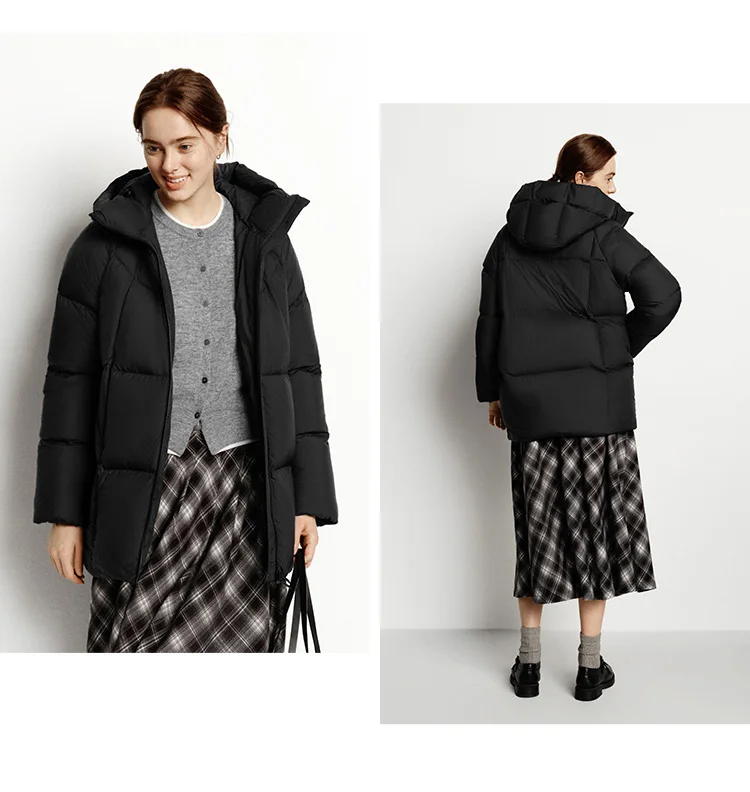 Semir Down Jacket Women Winter Mid-Length 90% Down Fill Thick Three-Resistant Turtle Back Raglan 2026 New Outerwear Women's Wear