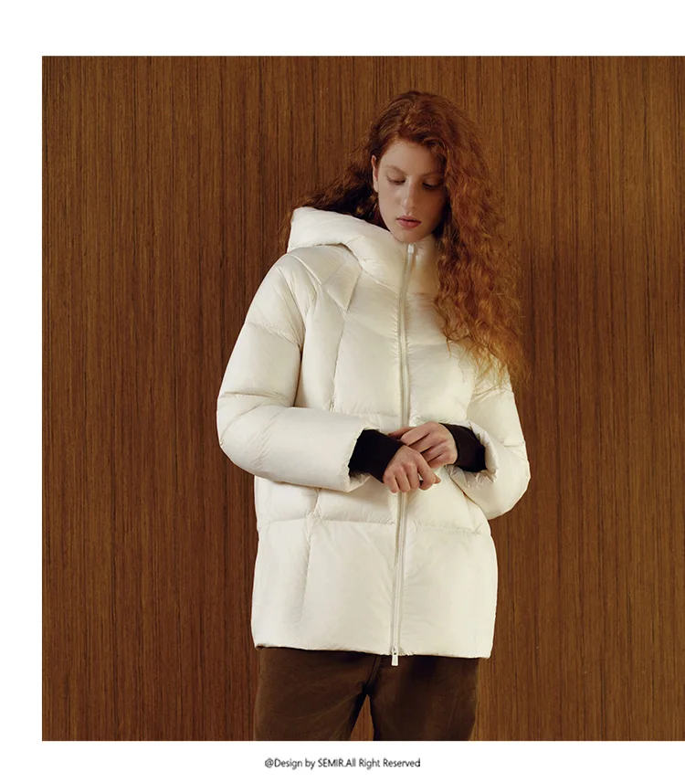 Semir Down Jacket Women Winter Mid-Length 90% Down Fill Thick Three-Resistant Turtle Back Raglan 2026 New Outerwear Women's Wear