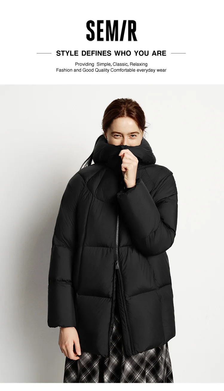 Semir Down Jacket Women Winter Mid-Length 90% Down Fill Thick Three-Resistant Turtle Back Raglan 2026 New Outerwear Women's Wear