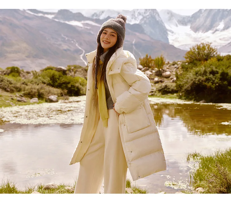 Semir Down Coat Women LongWaterproof Oil-proof Stain-proof Warm 2026 Winter New Loose Hooded Versatile Jacket Woman